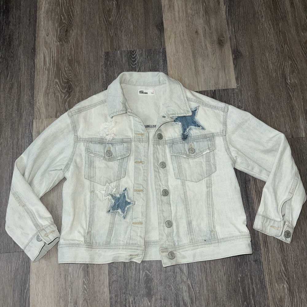 Epic Threads Light Wash Star Denim Jacket - Size Small
